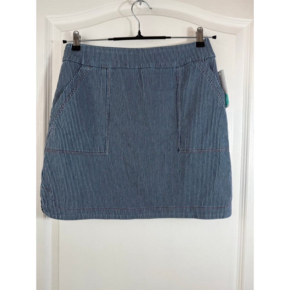 Women's Tribal Blue & White Striped Pull-On Skort Mini Skirt M